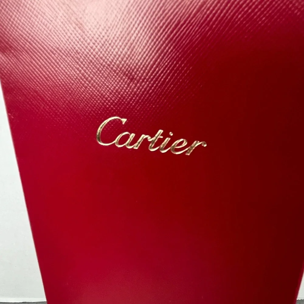 Cartier Red Luxury Paper Shopping Bag Gold Logo Rope Handles Excellent Condition